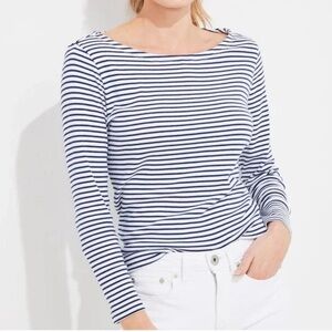 Vineyard Vines Navy and White Striped Long Sleeve Tee